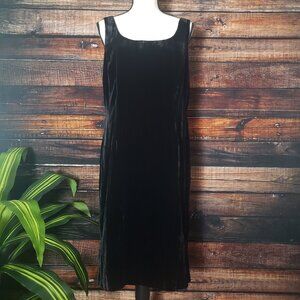 Vintage Barami Sheath Dress Size 12 Black Velvet Rayon Silk Blend